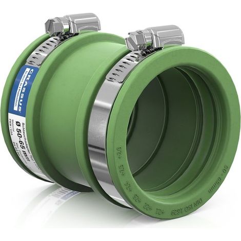 Adaptateur de tuyau CR type 1 CDC 065 FKM (50-65 mm), jusqu'à 0,6 bar, FKM / V2A