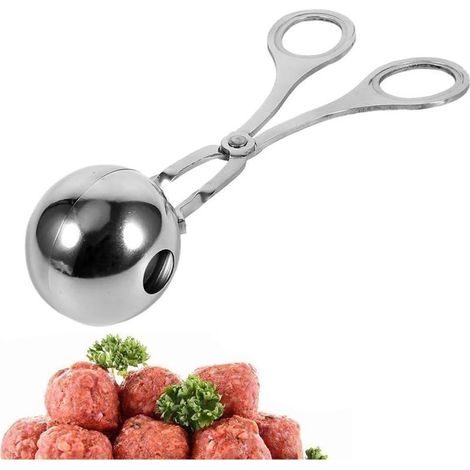 Grande cuillère en acier inoxydable – Presse manuelle portable pour boulettes de viande, gâteaux, glaces et beignets (Diamètre : 4,5 cm) (1/5)