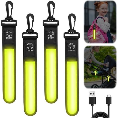 Cartable à LED clignotante, 3 modes, rechargeable par USB, pendentif réfléchissant, lumière de sécurité, clignotant, cartable, étanche, pour cartable, sac à dos (vert) (1/5)
