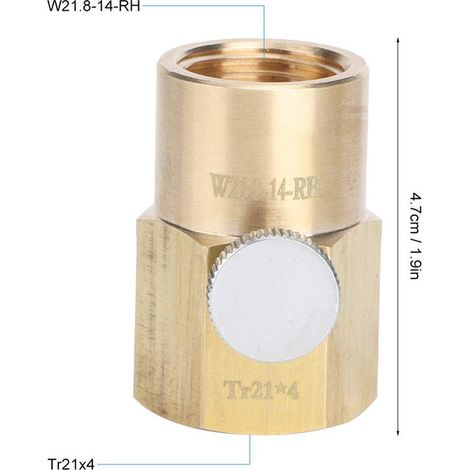 Adaptateur Cylindre CO2 Tr21x4 vers W21.8-14-RH Connecteur de Bouteille de Gaz de Soda Raccord en Laiton pour Machine à Eau Pétillante