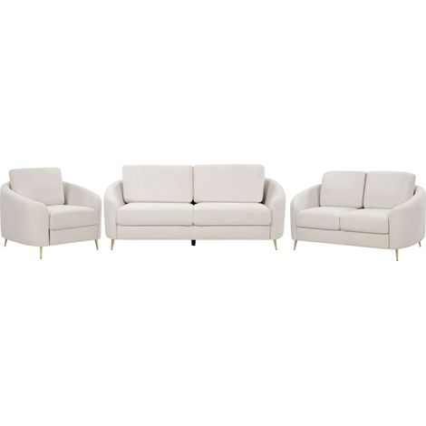 Living Room Set 6 Seater TROSA Fabric Light Beige (1/5)