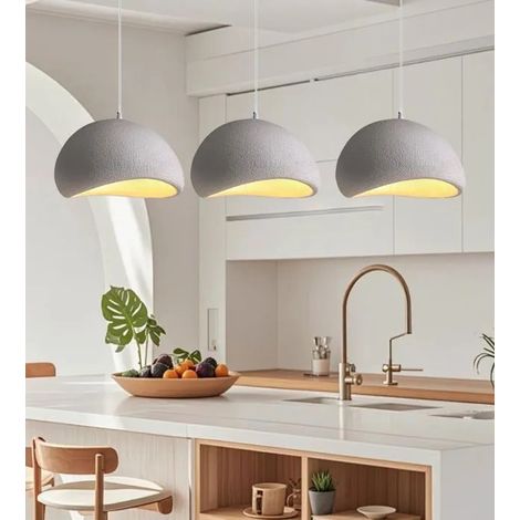 3pcs Lampe Suspension Moderne 20cm Lustre Ciment Vintage E27 Luminaire Plafonnier Design Edison pour Salon Chambre,Gris (1/5)