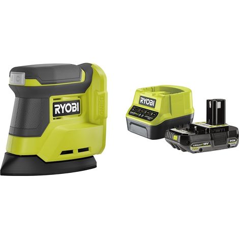 Ponceuse triangulaire 18V - diamètre d'oscillation 1,8 mm - patin 100 x 140 mmm - 22 000 osc/min - Livrée avec 13 abrasifs - 1 batterie 2Ah et 1 chargeur rapide