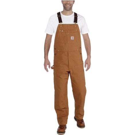 Carhartt – Salopette homme coton duck brut – Marron foncé – Taille 50 – Bretelles réglables – Poches multiples – Coutures triples