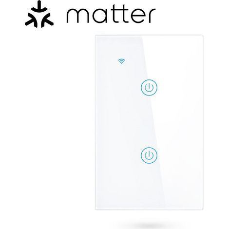Tuya Interruttore per Luci Touch Bianco Smart Matter WiFi Serie NovaTech Dimensione: 2 Pulsanti (1/5)