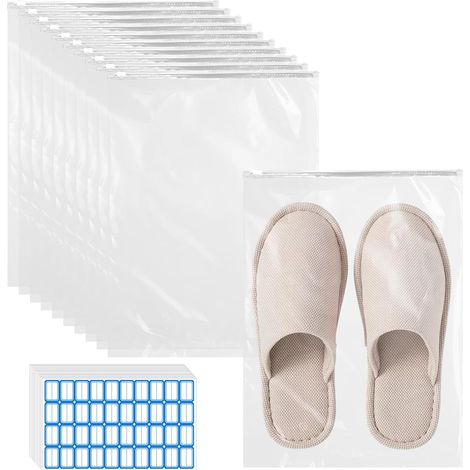 50 Pièces Pochette Étanche Transparent Sac de Rangement Voyage,40cm×30cm Sac de Rangement Vetement Plastique Transparent Zip pour Chaussures,Costume,Sous-Vêtements (avec Trous de Ventilation) (1/5)