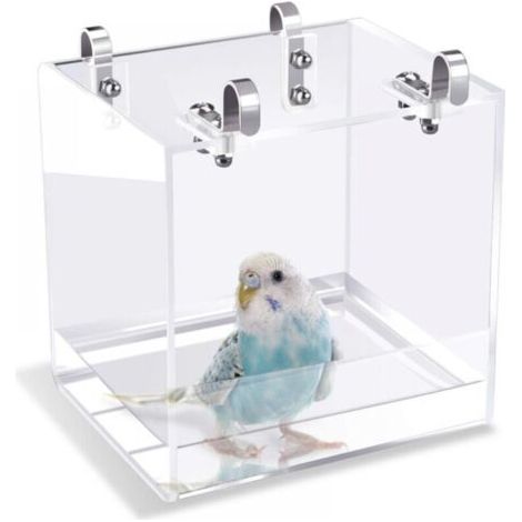 Baignoire pour oiseaux avec crochets de suspension pour petits oiseaux, perroquets, inséparables, canaris(13x11x13CM) (1/5)