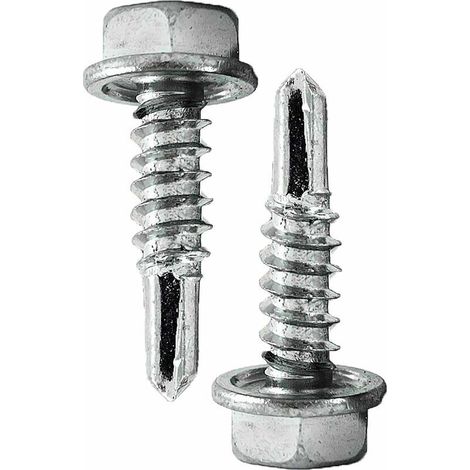Vis Autoperceuse à Tête Hexagonale Vis Autoforeuse Acier Zingué M4.8 100pcs pour Tole Acier-- (1/5)