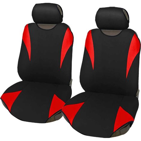 Lupex Shop - Coprisedili coppia anteriore per auto, universali adattabili, tessuto poliestere, No Suv (mod. R2) colore - Rosso (1/4)