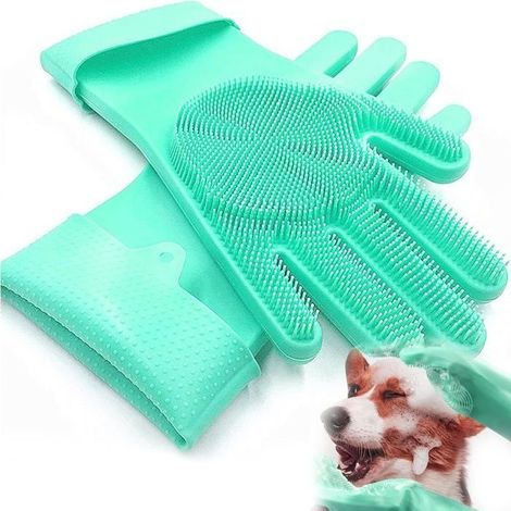 Gant De Toilettage Pour Chien Chat,Gants De Massage En Silicone Souple,Brosse Douce Pour Chats,Chiens Et Chevaux,Le Silicone Soupl (1/5)