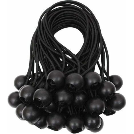 Tendeur de bâche Tendeurs à boule tendeur élastique tendeur en caoutchouc pour bannière, bâche, pavillon, tente, rideaux Harnais d’extension, support de bâche Blanc, 15cm (Noir, 40pcs) (1/4)