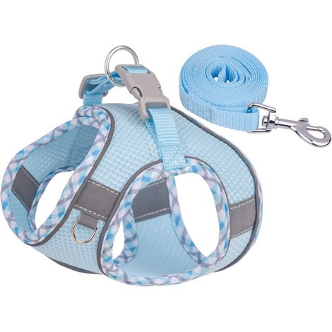 1 ceinture pectorale pour chat, douce et respirante avec bande réfléchissante, ajustable, pour promenade en extérieur (1/5)