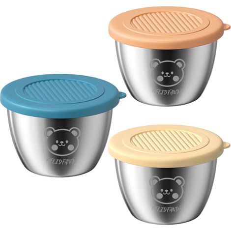 Contenant à vinaigrette nomade, petit récipient à condiments en acier inoxydable avec couvercles, utilisations recommandées pour les sauces, les pique-niques et les voyages, 50 ml, lot de 3 (1/5)