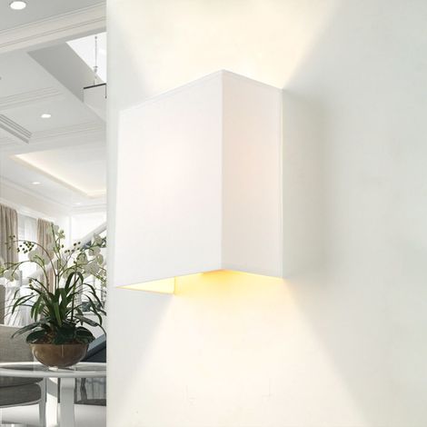Stoff Wandlampe Weiß eckig Loft Modern E27 ALICE