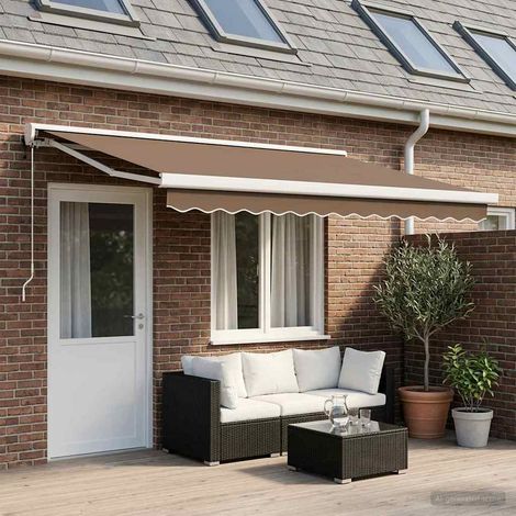 Teenpull – Ausziehbare Markise Taupe 400 x 300 cm Stoff und Metall (1/5)