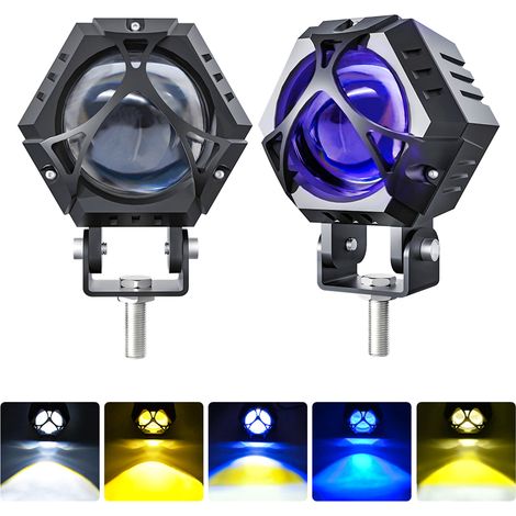 Feux de conduite de moto, paquet de 2 feux antibrouillard ronds à LED, lampes auxiliaires compatibles avec ATV, voiture, SUV, UTV, camion, tracteur, van, remorque (1/5)
