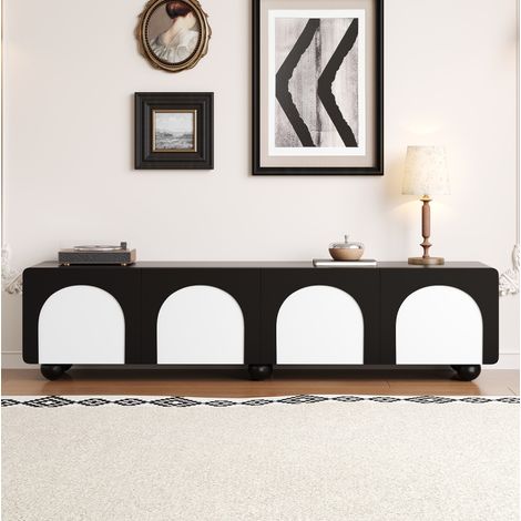 mobile contenitore 180 cm tv basso moderno nero bianco OKMYHOME (1/5)