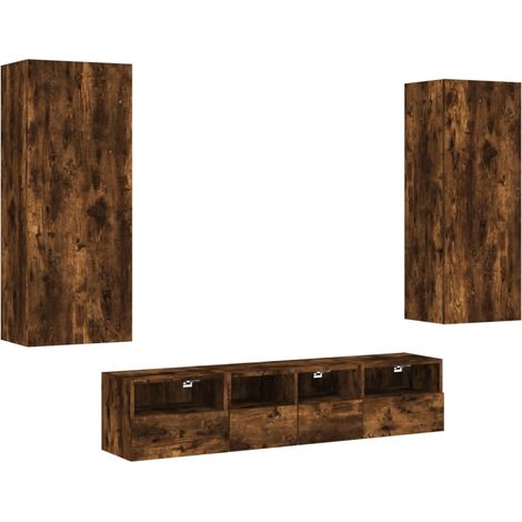 Maison Exclusive - 5-tlg. Wohnwand Räuchereiche Holzwerkstoff