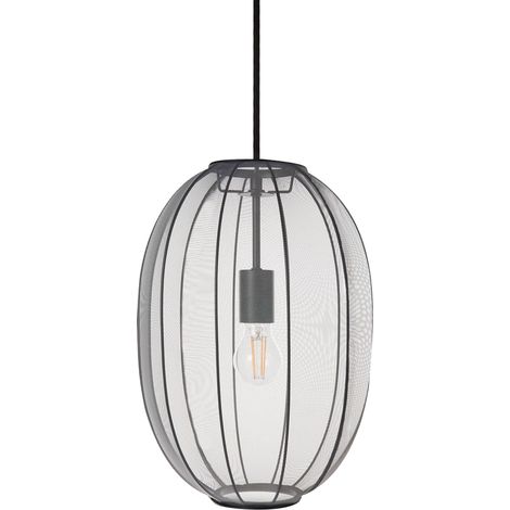 Lampada a sospensione di design moderno Plafoniera in nylon sintetico Paralume nero Padamo (1/5)