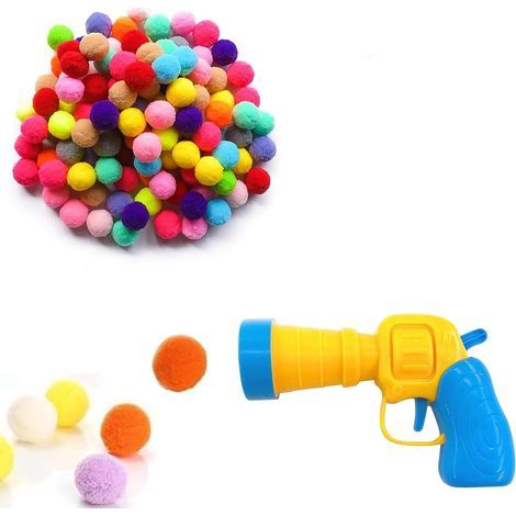 Cat Toys Ball Launcher, Interactive Cat Toy Launcher Set with 100 Plush Balls, Creative Pom-Pom Balls, Indoor Toy Games for Kittens and Pets (1/4)