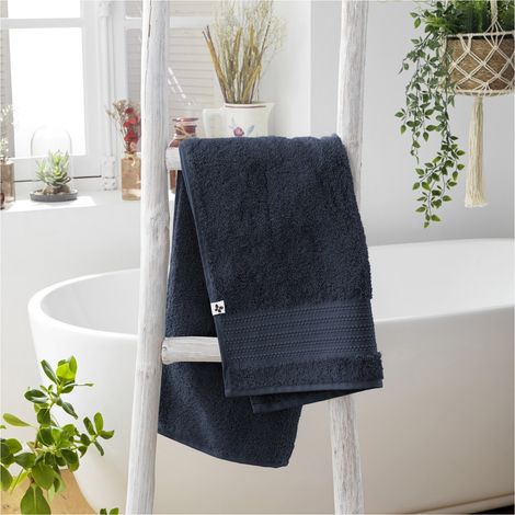 Serviette de toilette 50 x 90 cm GARANCE Bleu minuit (1/3)