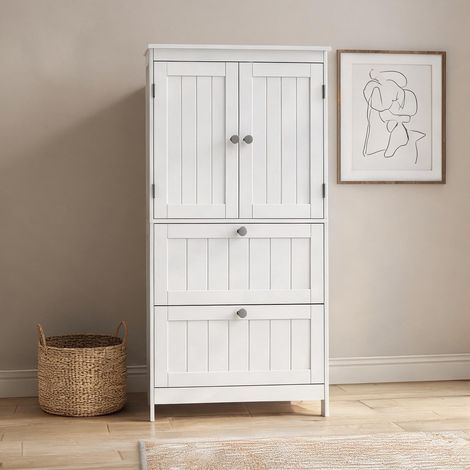 Meuble de salle de bain 60 x 30 x 110 cm avec 2 portes et 2 (1/5)