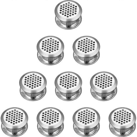Lot de 10 grilles d'aération rondes en acier inoxydable argenté pour caravane, salle de bain ou cuisine. (1/5)