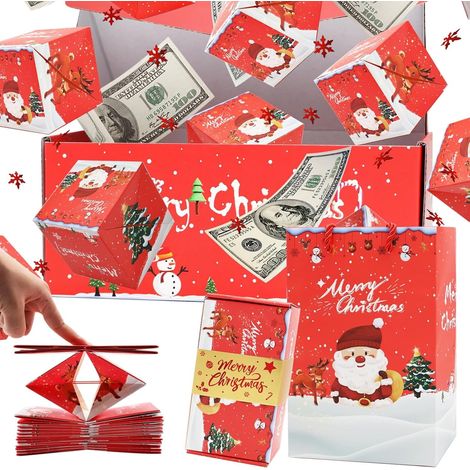 Boîte Surprise De Noël - Boîte À Cadeau Pop-Up Avec Couvercle - Pour Argent Ou Petits Objets - Rouge - Lot De 20 (1/5)