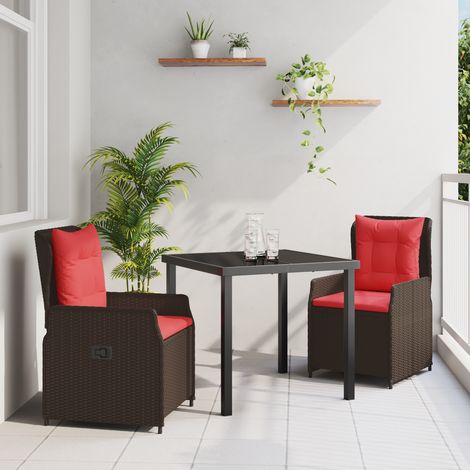 Conjunto de Comedor de Jardín 3 pcs Marrón Poliratán vidaXL (1/5)