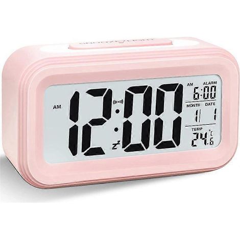 Réveil lumineux LED, alarme silencieuse à piles, rose (1/5)