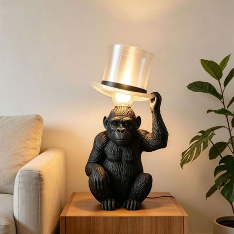 Lampe de table en forme singe avec chapeau haut, lumière bureau (1/5)