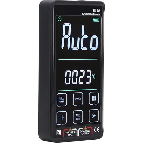 Kit multimètre numérique, écran tactile intelligent, rechargeable, grand écran, testeur d'incendie automatique haute précision, noir. (1/5)