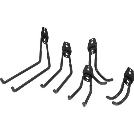 Lot de 40 crochets de rangement pour garage, avec double crochet, fixations murales robustes pour fauteuils roulants, sous-sols, escaliers, vélos, noir. (1/5)