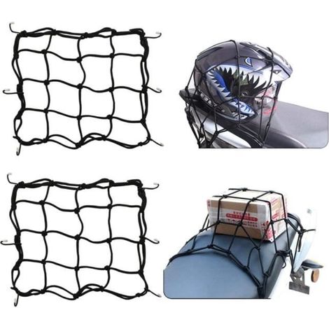 Filet à Bagages Elastique - Accessoires Moto - Noir - 2 Pcs Tendeurs Elastique avec Crochets (1/4)