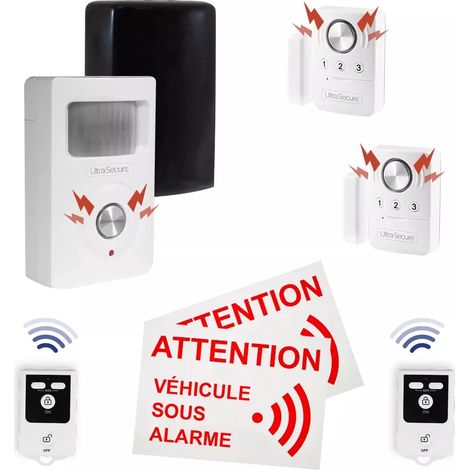 Kit alarme camping-car DELUXE 4 - Détecteur mouvement infrarouge + 2 ouverture / vibration + 2 télécommandes (gamme BT)