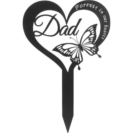 CCYKXABlack Iron Gravestone Memorial Signs, Heart-Shaped Grave Stake for Cemetery Decoration, Halloween Theme, Lightweight and Portable (1/5)