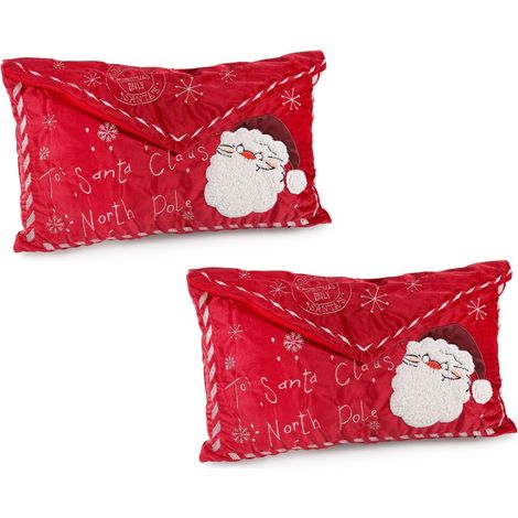 Cuscini Natalizi Imbottiti a Forma di Lettera di Babbo Natale - Set da 2 (1/4)