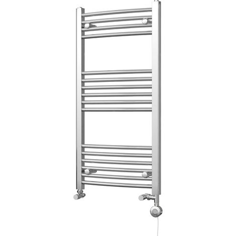 Zennor - Chrome Dual Fuel Towel Rail H1000mm x W500mm Thermostatic - Curved (1/3)