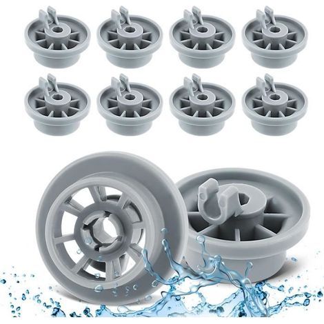 Set of 8 universal dishwasher basket wheels - Replacement parts compatible with many models 165314 (1/4)