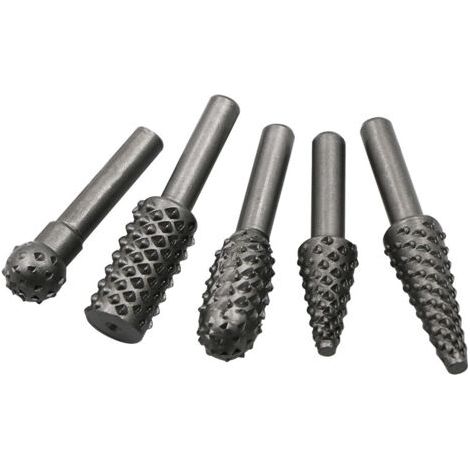 Lot de 5 fraises assorties pour bois - pour brunissage polissage gravure meulage limer ébavurage menuiserie - outil rotatif pour mandrin visseuse perceuse - en acier