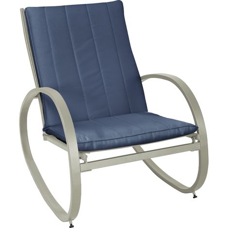 SVITA EIBY DELUXE Schaukelstuhl Schaukelsessel Outdoor Armlehne Blau (1/5)