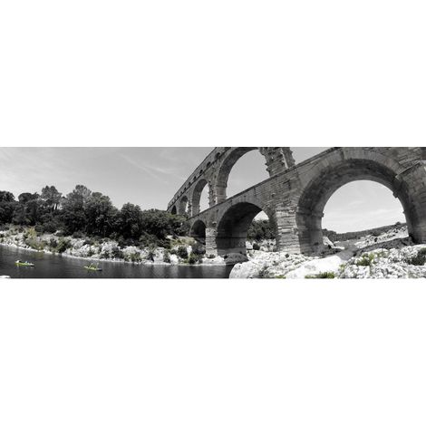 Tableau sur toile pont du Gard 30x97 cm - Impression sur Toile Murale Décorative - Image imprimée en HD sur Toile - Toile sur Châssis en Bois FSC - Fabriqué en France (1/4)