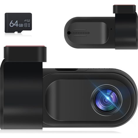 Dashcam-Rückfahrkamera mit 1080P-Dual-Kameras, unterstützt Schwerkraftsensor/Einparkhilfe/Loop-Aufnahme/Nachtsicht/einstellbare Helligkeit + 64 GB SD-Karte