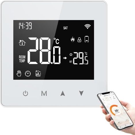 Thermostat, Battery-Powered Temperature Controller with LCD Screen (1/4)