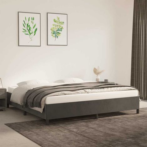 Estructura cama sin colchón terciopelo gris oscuro 200x200 cm (1/5)
