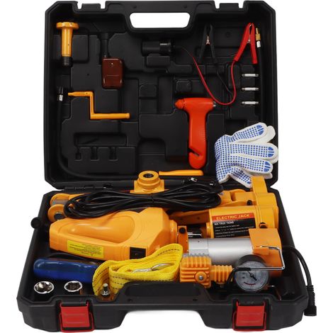 Kit de cric de voiture électrique 12V, outil de réparation d'ascenseur à ciseaux Portable avec clé à chocs, pompe de gonflage de pneus à distance pour changement de camion SUV (1/5)
