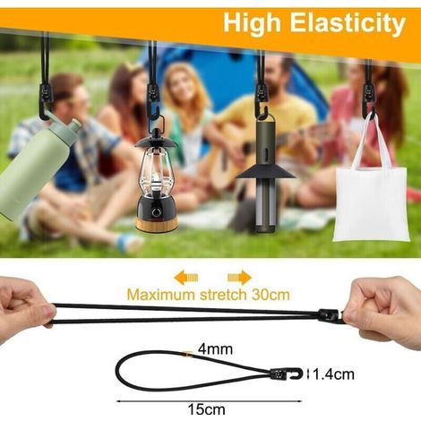 Bardusch-25 cordini elastici corti da 15 cm con ganci, in gomma, per teloni, gazebo e campeggio (1/4)