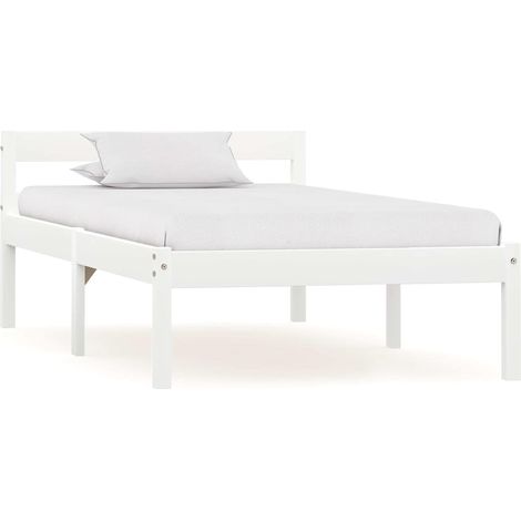 vidaXL Bed Frame without Mattress White Solid Pine Wood 90x200 cm (1/5)