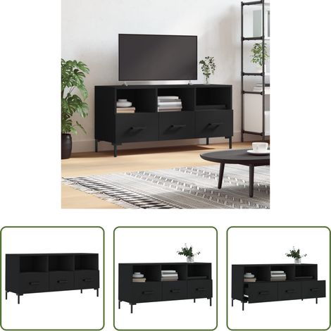 Meuble tv bois d'ingénierie - Meuble TV noir 102x36x50 cm bois d'ingénierie (1/5)