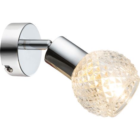 Applique murale Applique murale Spot Spot Spot mural Lampe de couloir, spot mobile, verre chromé blanc, 1x douille E14, HxLxA 15,5x8x17cm (1/2)